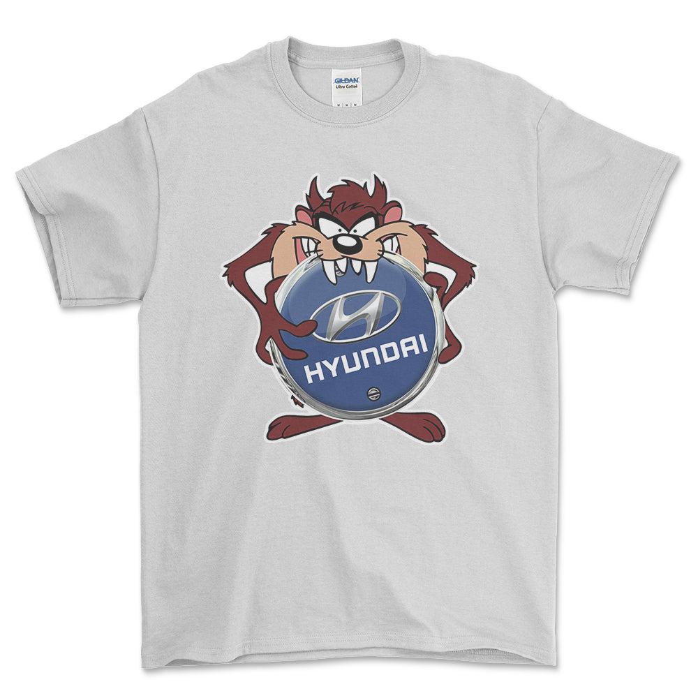 Hyundai TAZ Unisex T-Shirt , Bomuld-Beklædning-Hyundai-Hvid-S-Forside-Garage Culture Shop- garage - man cave - merchandise