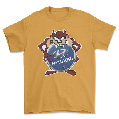 Hyundai TAZ Unisex T-Shirt , Bomuld-Beklædning-Hyundai-Guld-S-Forside-Garage Culture Shop- garage - man cave - merchandise