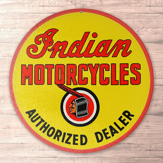 Indian Motorcycle Authorized Dealer, Runde Skilte , Musemåtte Rundt , Kop Underlag, Underlagssæt-Runde Skilte-Indian-Garage Culture Shop- garage - man cave - merchandise