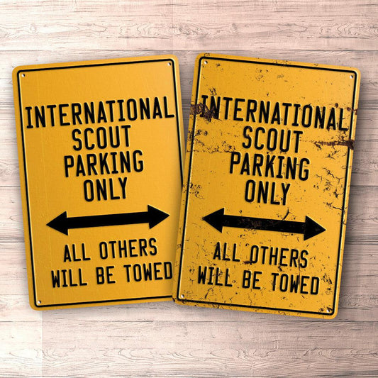 International Scout Parking Only Skilte, Musemåtte, Dørmåtte-Parking skilte-International Scout-Garage Culture Shop- garage - man cave - merchandise