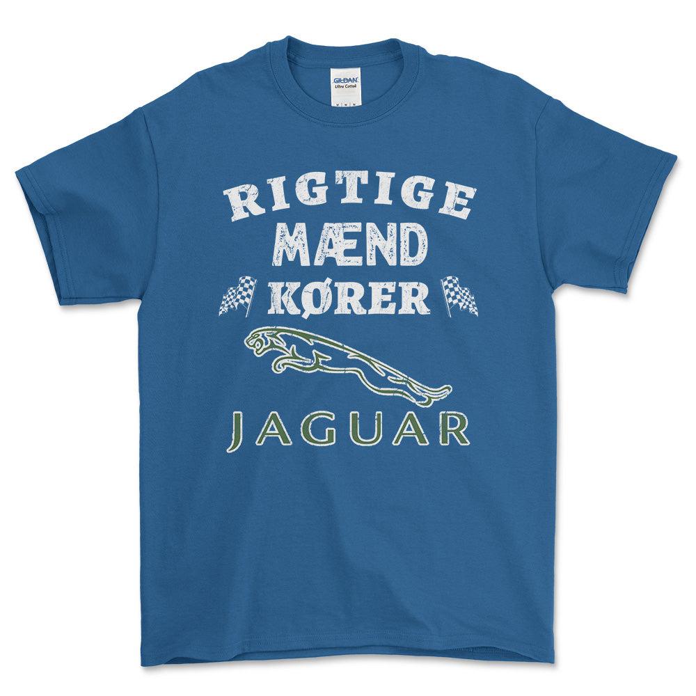 Jaguar Rigtige Mænd Kører - Unisex T-Shirt , Bomuld-Beklædning-Jaguar-Blå Royal-S-Forside-Garage Culture Shop- garage - man cave - merchandise