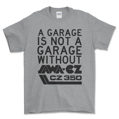 Jawa Cz 350 A Garage Is Not A Garage Without Jawa Cz 350 Unisex T-Shirt , Bomuld-Beklædning-Jawa-Grå Sport-S-Forside-Garage Culture Shop- garage - man cave - merchandise