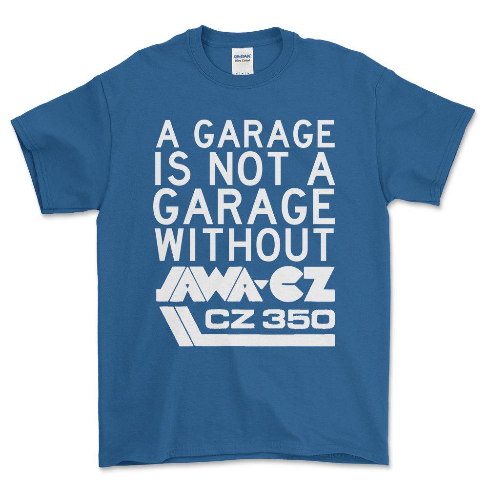 Jawa Cz 350 A Garage Is Not A Garage Without Jawa Cz 350 Unisex T-Shirt , Bomuld-Beklædning-Jawa-Blå Royal-S-Forside-Garage Culture Shop- garage - man cave - merchandise