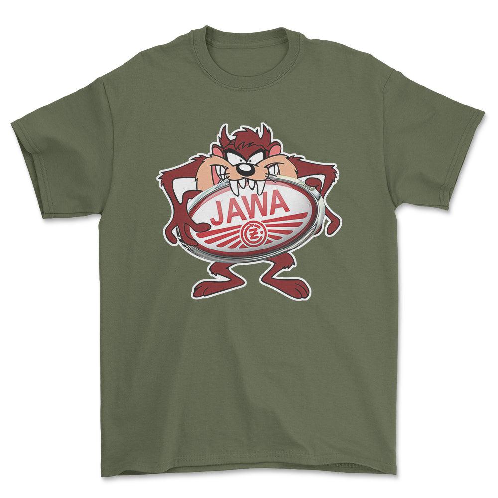 Jawa TAZ Unisex T-Shirt , Bomuld-Beklædning-Jawa-Grøn Militær-S-Forside-Garage Culture Shop- garage - man cave - merchandise