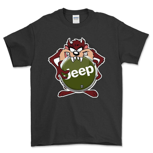 Jeep TAZ Unisex T-Shirt , Bomuld-Beklædning-Jeep-Sort-S-Forside-Garage Culture Shop- garage - man cave - merchandise