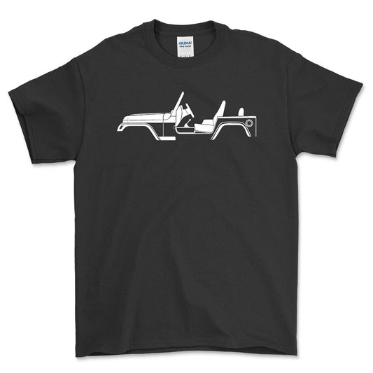 Jeep Wrangler Silhuet - Unisex T-Shirt , Bomuld-Beklædning-Jeep-Sort-S-Forside-Garage Culture Shop- garage - man cave - merchandise