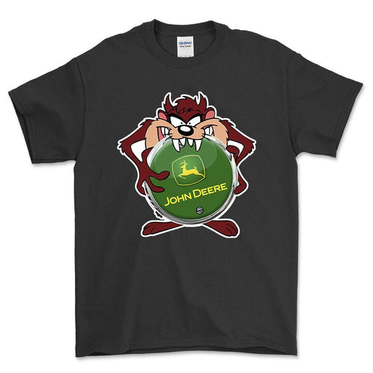 John Deere TAZ Unisex T-Shirt , Bomuld-Beklædning-John Deere-Sort-S-Forside-Garage Culture Shop- garage - man cave - merchandise