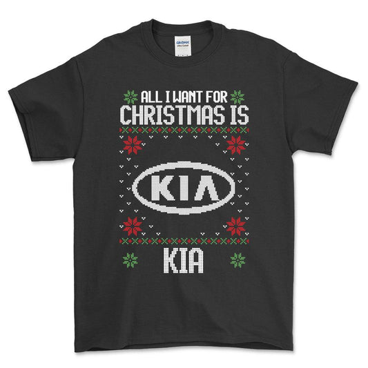 KIA - All I Want For Christmas - Unisex T-Shirt , Bomuld-Beklædning-KIA-Sort-S-Forside-Garage Culture Shop- garage - man cave - merchandise