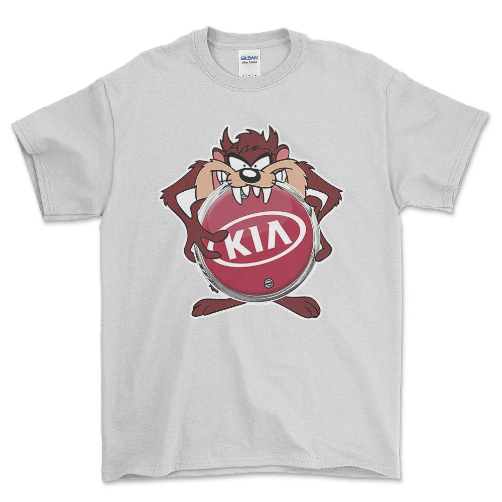 KIA TAZ Unisex T-Shirt , Bomuld-Beklædning-KIA-Hvid-S-Forside-Garage Culture Shop- garage - man cave - merchandise