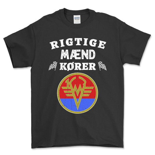 KMZ Rigtige Mænd Kører - Unisex T-Shirt , Bomuld-Beklædning-KMZ-Sort-S-Forside-Garage Culture Shop- garage - man cave - merchandise