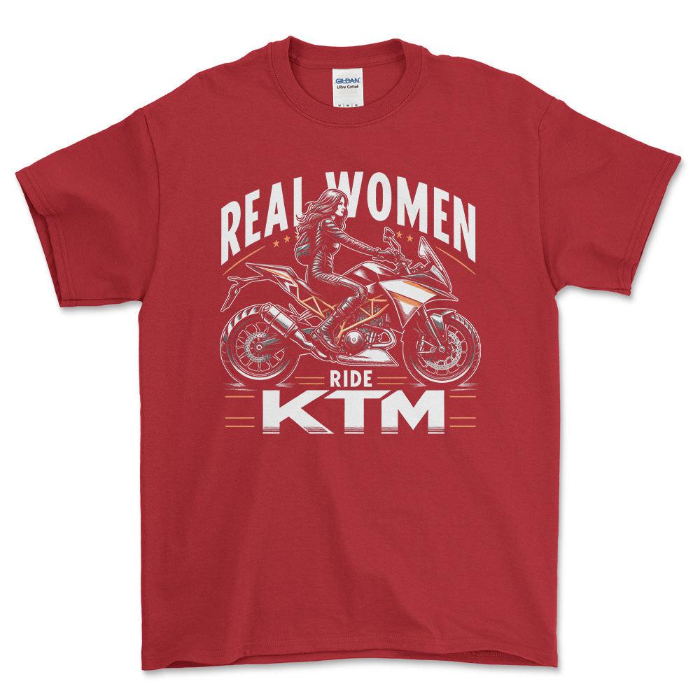 KTM Real Women Ride KTM - Unisex T-Shirt , Bomuld-Beklædning-KTM-Rød-S-Forside-Garage Culture Shop- garage - man cave - merchandise