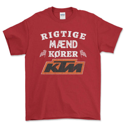 KTM Rigtige Mænd Kører - Unisex T-Shirt , Bomuld-Beklædning-KTM-Rød-S-Forside-Garage Culture Shop- garage - man cave - merchandise