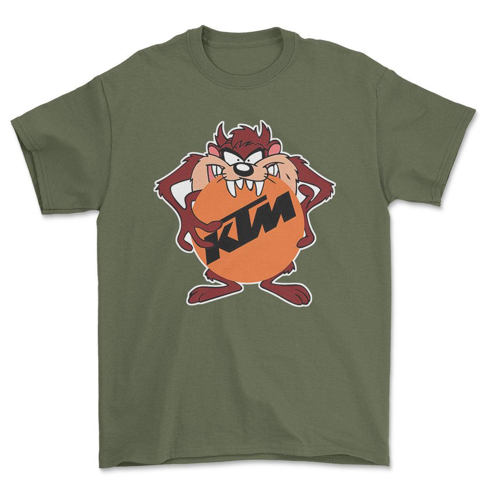 KTM TAZ Unisex T-Shirt , Bomuld-Beklædning-KTM-Grøn Militær-S-Forside-Garage Culture Shop- garage - man cave - merchandise