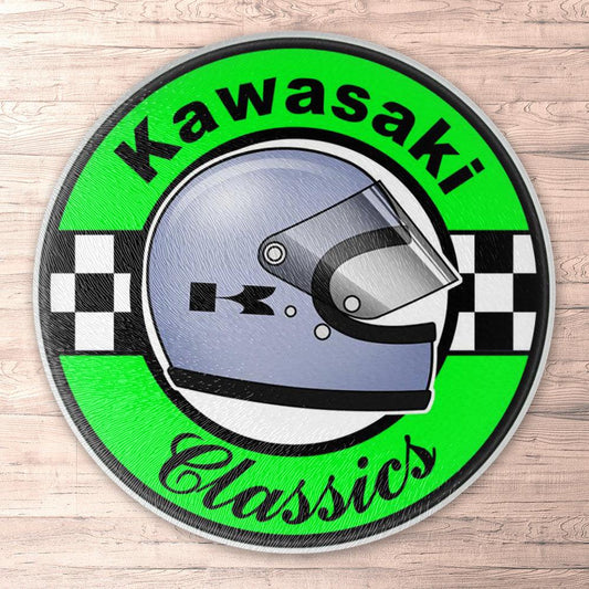 Kawasaki Classics Runde Skilte , Musemåtte Rundt , Kop Underlag, Underlagssæt-Runde Skilte-Kawasaki-Garage Culture Shop- garage - man cave - merchandise