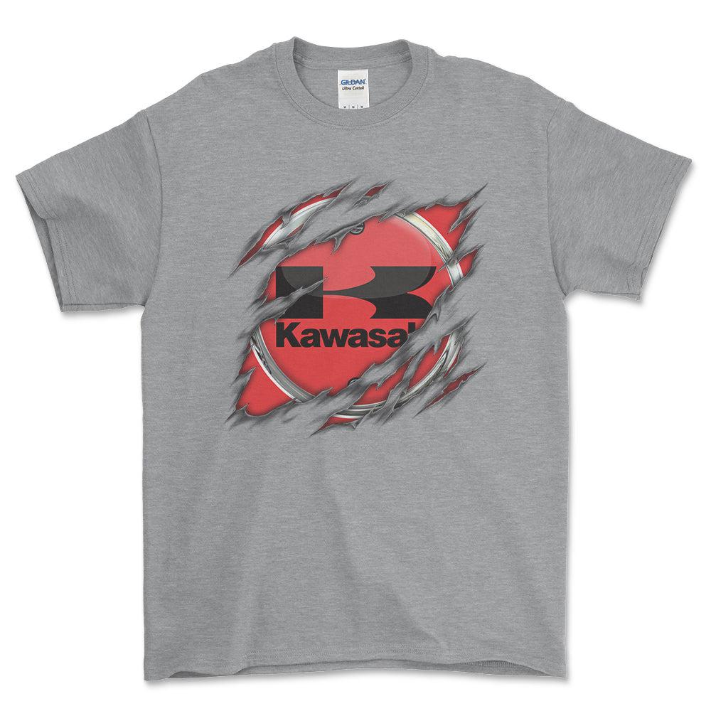 Kawasaki Ripped Unisex T-Shirt , Bomuld-Beklædning-Kawasaki-Garage Culture Shop- garage - man cave - merchandise