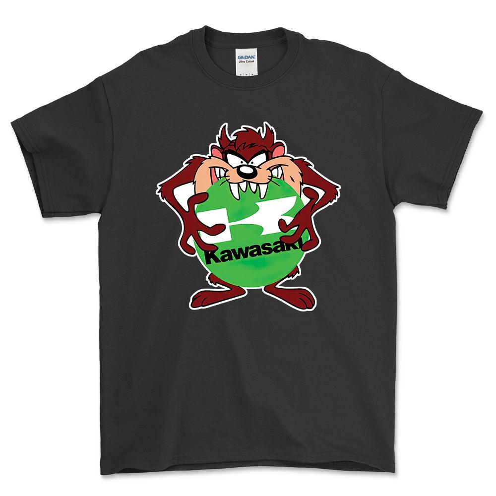 Kawasaki TAZ Unisex T-Shirt , Bomuld-Beklædning-Kawasaki-Sort-S-Forside-Garage Culture Shop- garage - man cave - merchandise