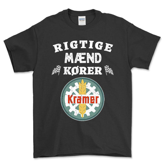 Kramer Rigtige Mænd Kører - Unisex T-Shirt , Bomuld-Beklædning-Kramer-Sort-S-Forside-Garage Culture Shop- garage - man cave - merchandise