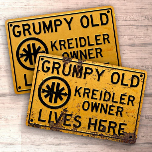 Kreidler Grumpy Old Kreidler Owner Lives Here Skilte, Musemåtte, Dørmåtte-Skilte-Kreidler-Garage Culture Shop- garage - man cave - merchandise