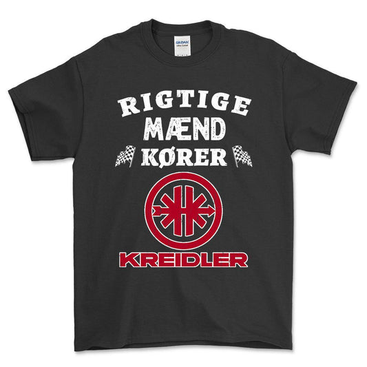 Kreidler Rigtige Mænd Kører - Unisex T-Shirt , Bomuld-Beklædning-Kreidler-Sort-S-Forside-Garage Culture Shop- garage - man cave - merchandise