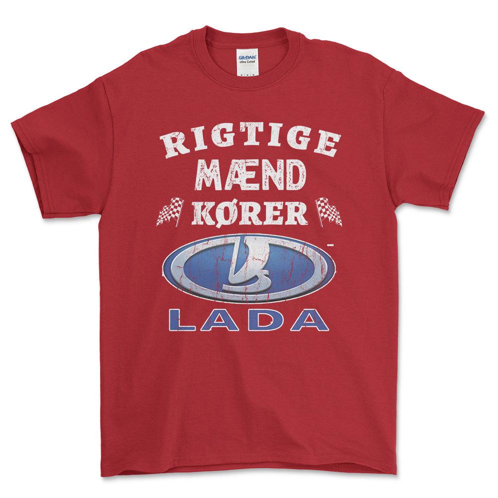 Lada Rigtige Mænd Kører - Unisex T-Shirt , Bomuld-Beklædning-Lada-Garage Culture Shop- garage - man cave - merchandise