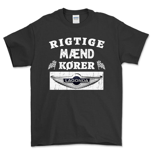 Lagonda Rigtige Mænd Kører - Unisex T-Shirt , Bomuld-Beklædning-Lagonda-Sort-S-Forside-Garage Culture Shop- garage - man cave - merchandise