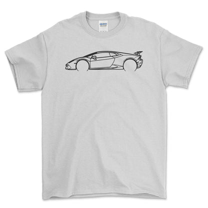 Lamborghini Huracan Performante Outline - Unisex T-Shirt , Bomuld-Beklædning-Lamborghini-Hvid-S-Forside-Garage Culture Shop- garage - man cave - merchandise