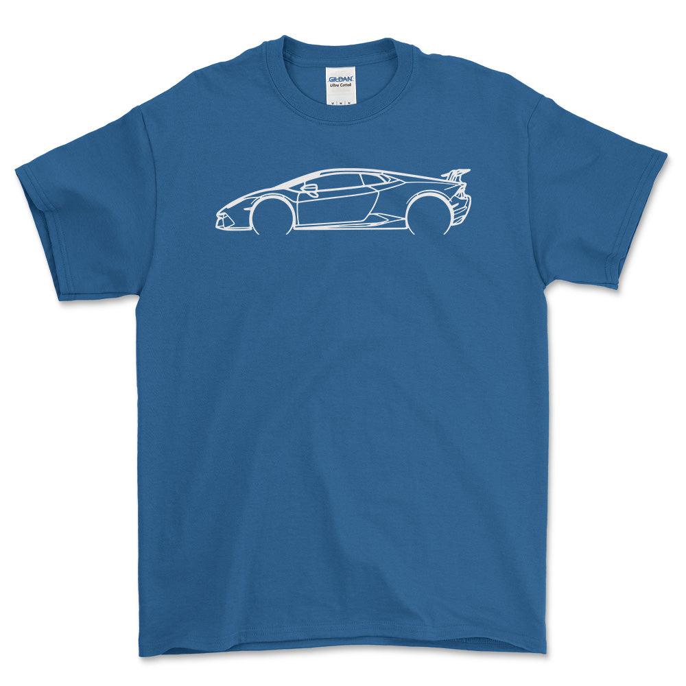 Lamborghini Huracan Performante Outline - Unisex T-Shirt , Bomuld-Beklædning-Lamborghini-Blå Royal-S-Forside-Garage Culture Shop- garage - man cave - merchandise