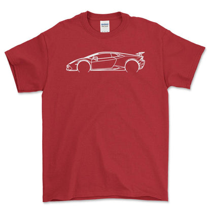 Lamborghini Huracan Performante Outline - Unisex T-Shirt , Bomuld-Beklædning-Lamborghini-Rød-S-Forside-Garage Culture Shop- garage - man cave - merchandise