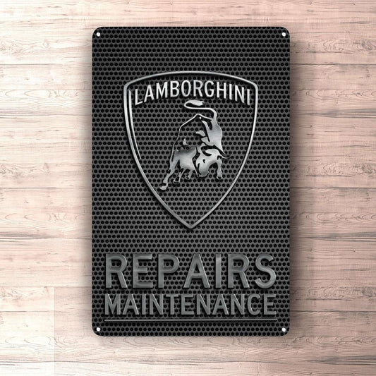 Lamborghini Repairs Maintenance Skilte, Musemåtte, Dørmåtte-Skilte-Lamborghini-Garage Culture Shop- garage - man cave - merchandise