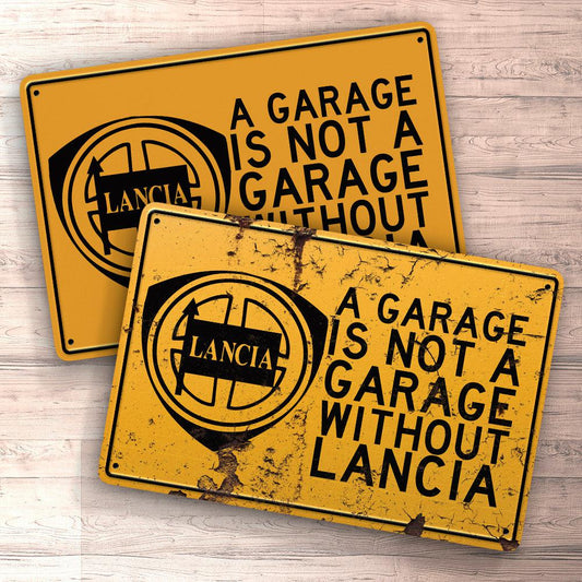 Lancia A Garage Is Not A Garage Without Lancia Skilte, Musemåtte, Dækkeserviet, Dørmåtte-Skilte-Lancia-Garage Culture Shop- garage - man cave - merchandise