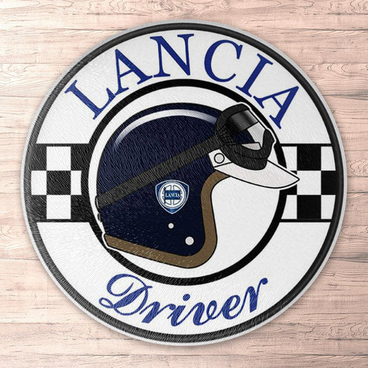 Lancia Driver Runde Skilte , Musemåtte Rundt , Kop Underlag, Underlagssæt-Runde Skilte-Lancia-Garage Culture Shop- garage - man cave - merchandise