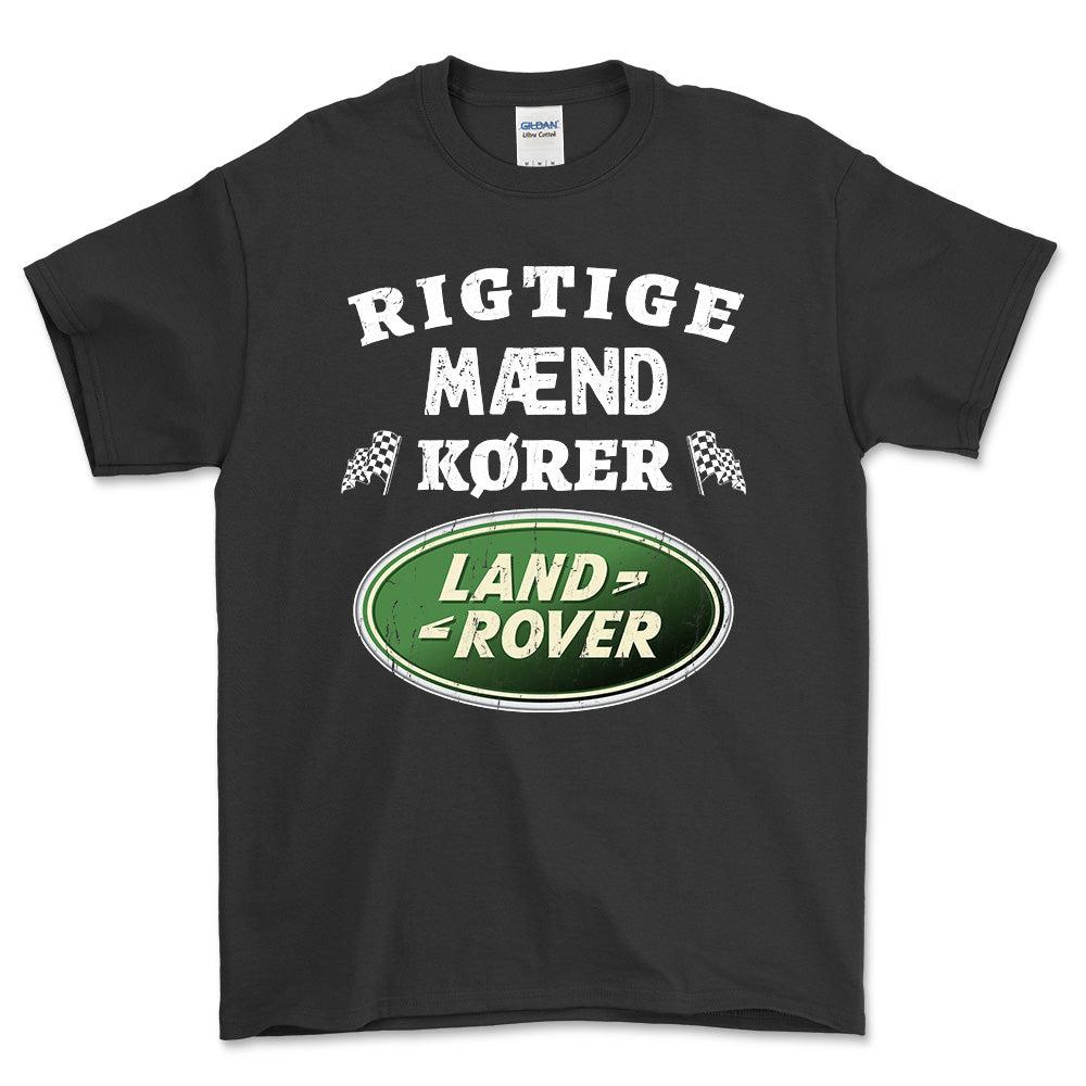 Land Rover Rigtige Mænd Kører - Unisex T-Shirt , Bomuld-Beklædning-Land Rover-Sort-S-Forside-Garage Culture Shop- garage - man cave - merchandise