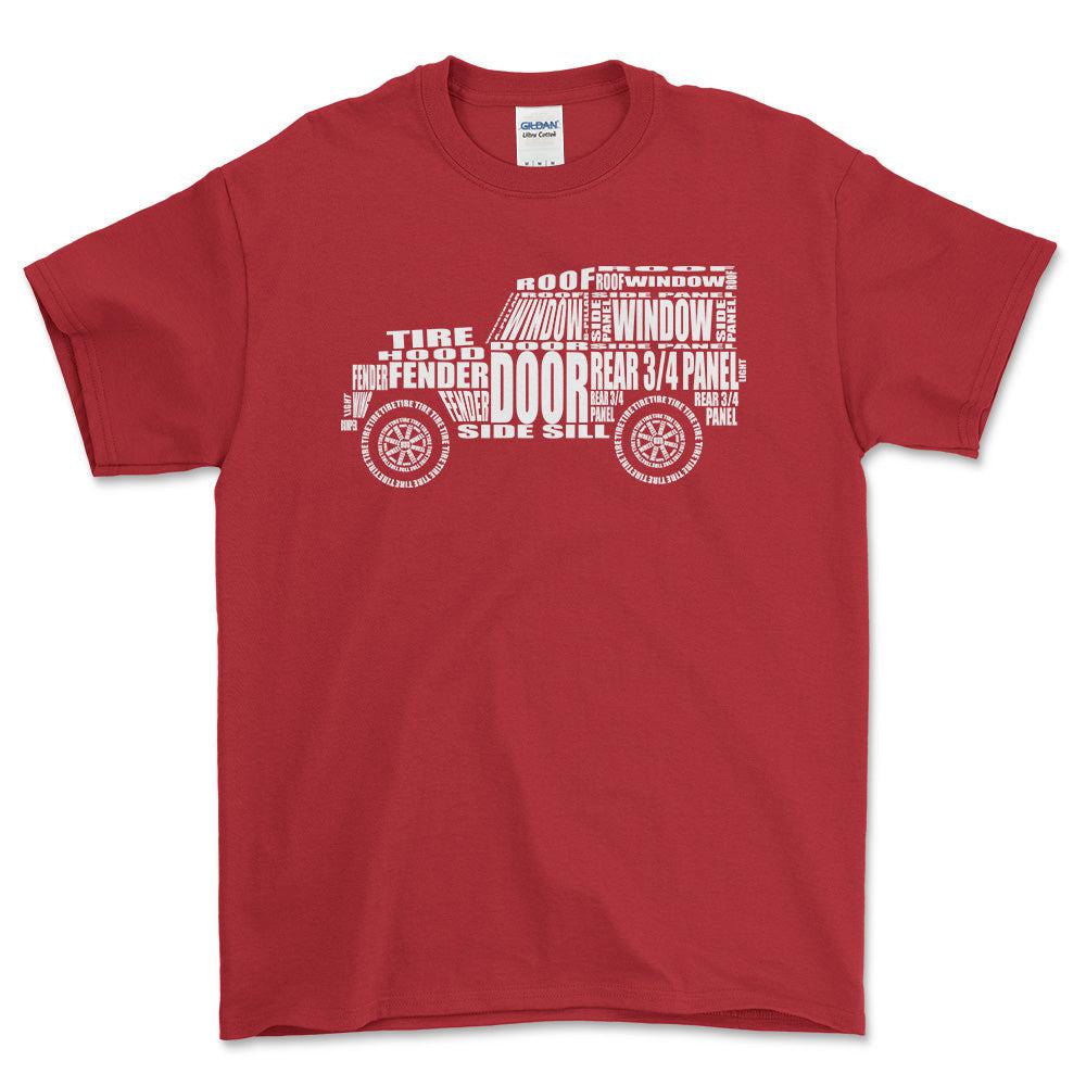 Land Rover Series 1 Unisex T-Shirt , Bomuld-Beklædning-Land Rover-Rød-S-Forside-Garage Culture Shop- garage - man cave - merchandise