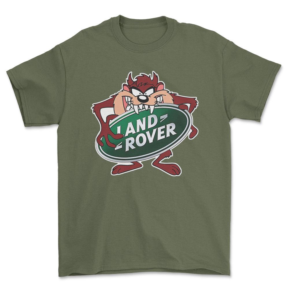 Land Rover TAZ Unisex T-Shirt , Bomuld-Beklædning-Land Rover-Grøn Militær-S-Forside-Garage Culture Shop- garage - man cave - merchandise