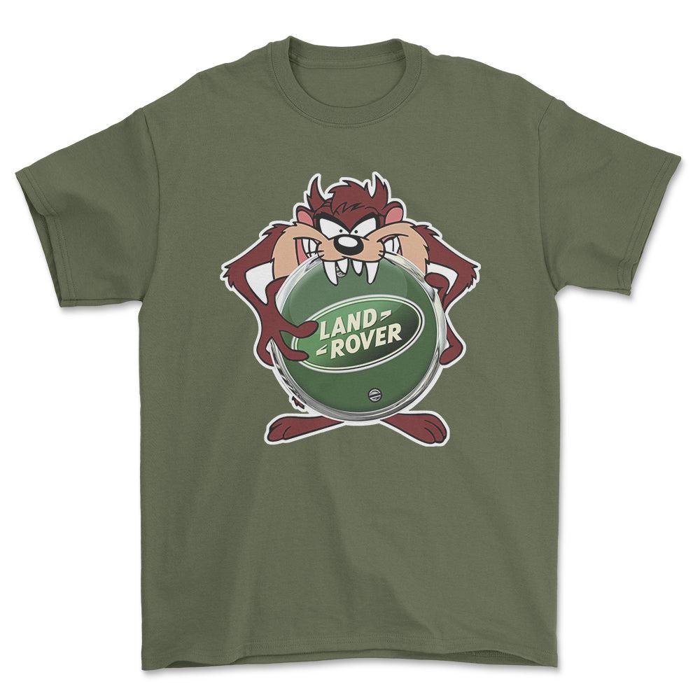 Land Rover TAZ Unisex T-Shirt , Bomuld-Beklædning-Land Rover-Grøn Militær-S-Forside-Garage Culture Shop- garage - man cave - merchandise