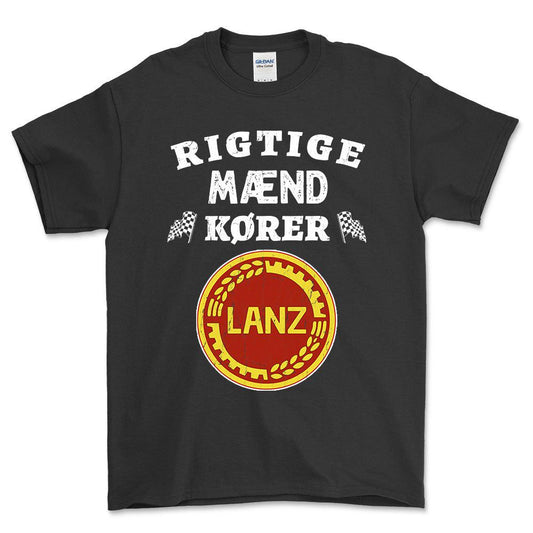 Lanz Rigtige Mænd Kører - Unisex T-Shirt , Bomuld-Beklædning-Lanz-Sort-S-Forside-Garage Culture Shop- garage - man cave - merchandise