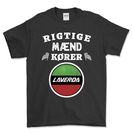 Laverda Rigtige Mænd Kører - Unisex T-Shirt , Bomuld-Beklædning-Laverda-Sort-S-Forside-Garage Culture Shop- garage - man cave - merchandise