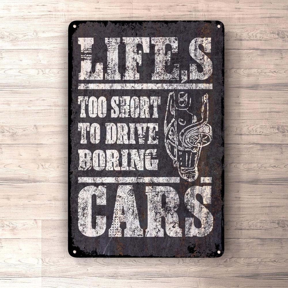 Life Is Too Short To Drive Boring Cars Skilte, Musemåtte, Dørmåtte-Skilte-Funny Garage-Garage Culture Shop- garage - man cave - merchandise