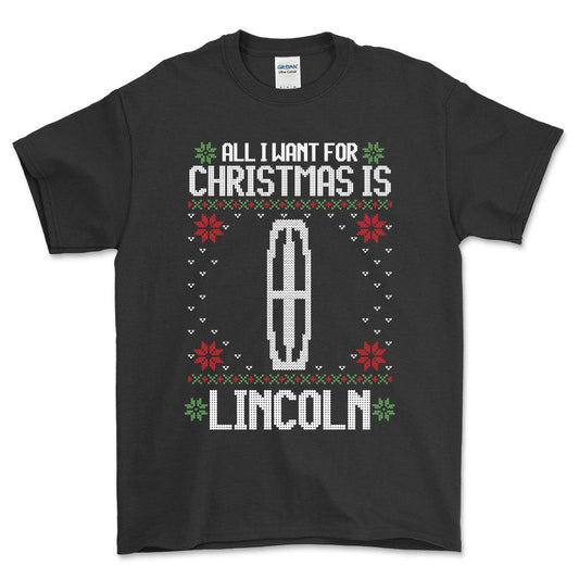 Lincoln - All I Want For Christmas - Unisex T-Shirt , Bomuld-Beklædning-Lincoln-Sort-S-Forside-Garage Culture Shop- garage - man cave - merchandise