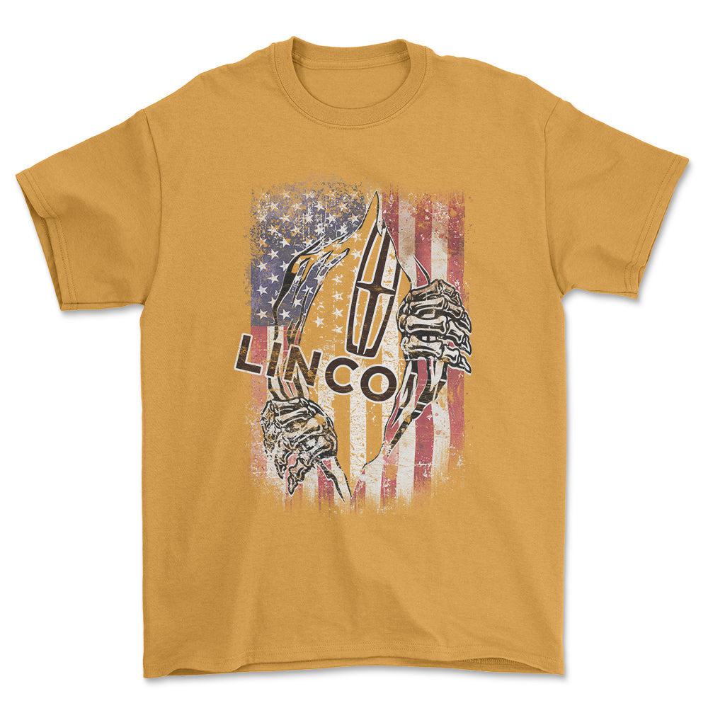 Lincoln US Flag Unisex T-Shirt , Bomuld-Beklædning-Lincoln-Guld-S-Forside-Garage Culture Shop- garage - man cave - merchandise