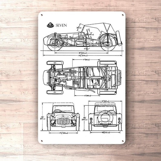 Lotus 7 Seven Blueprint Skilte, Musemåtte, Dørmåtte-Blueprint-Lotus-Garage Culture Shop- garage - man cave - merchandise