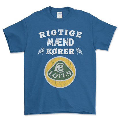 Lotus Rigtige Mænd Kører - Unisex T-Shirt , Bomuld-Beklædning-Lotus-Blå Royal-S-Forside-Garage Culture Shop- garage - man cave - merchandise