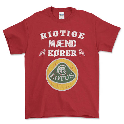 Lotus Rigtige Mænd Kører - Unisex T-Shirt , Bomuld-Beklædning-Lotus-Rød-S-Forside-Garage Culture Shop- garage - man cave - merchandise