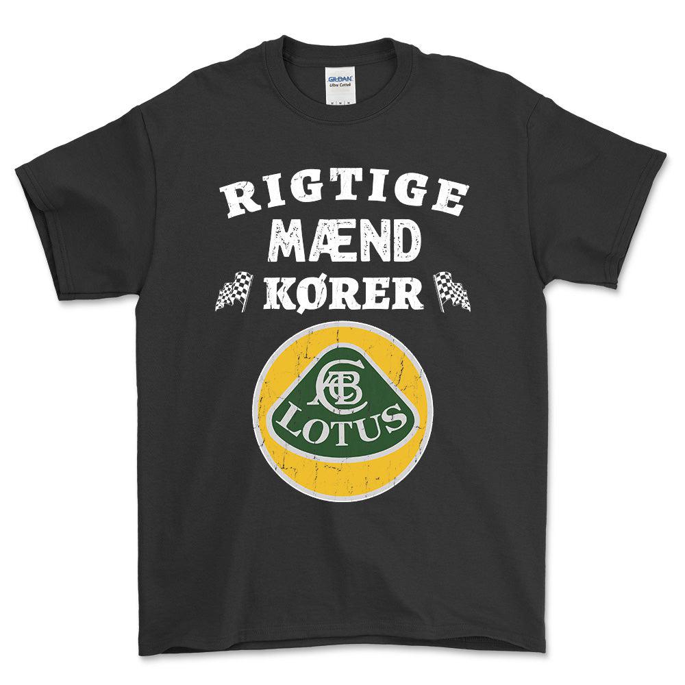 Lotus Rigtige Mænd Kører - Unisex T-Shirt , Bomuld-Beklædning-Lotus-Sort-S-Forside-Garage Culture Shop- garage - man cave - merchandise