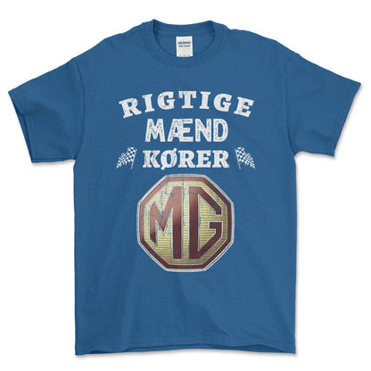 MG Rigtige Mænd Kører - Unisex T-Shirt , Bomuld-Beklædning-MG-Blå Royal-S-Forside-Garage Culture Shop- garage - man cave - merchandise