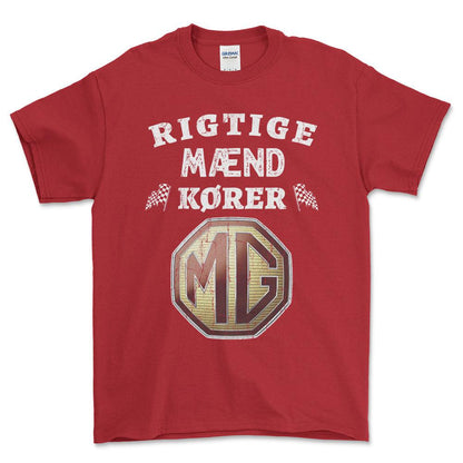 MG Rigtige Mænd Kører - Unisex T-Shirt , Bomuld-Beklædning-MG-Rød-S-Forside-Garage Culture Shop- garage - man cave - merchandise