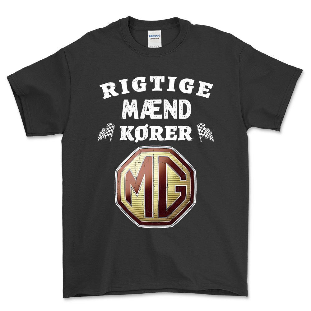 MG Rigtige Mænd Kører - Unisex T-Shirt , Bomuld-Beklædning-MG-Sort-S-Forside-Garage Culture Shop- garage - man cave - merchandise