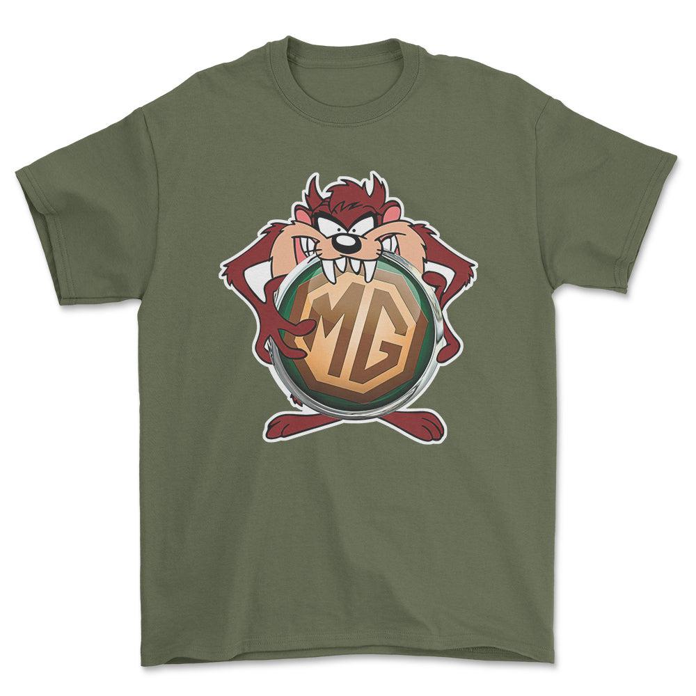 MG TAZ Unisex T-Shirt , Bomuld-Beklædning-MG-Grøn Militær-S-Forside-Garage Culture Shop- garage - man cave - merchandise