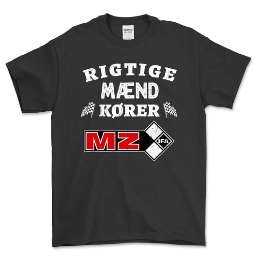 MZ Rigtige Mænd Kører - Unisex T-Shirt , Bomuld-Beklædning-MZ-Sort-S-Forside-Garage Culture Shop- garage - man cave - merchandise