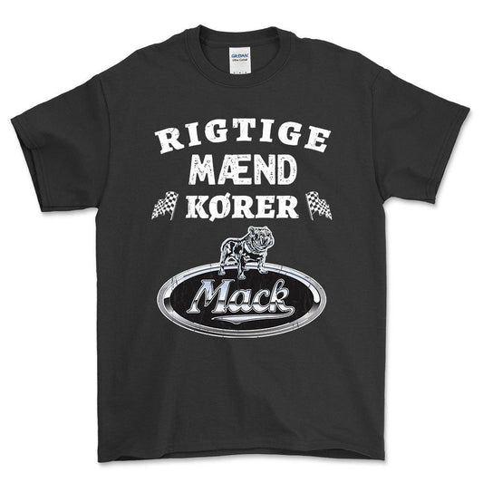 Mack Rigtige Mænd Kører - Unisex T-Shirt , Bomuld-Beklædning-Mack-Sort-S-Forside-Garage Culture Shop- garage - man cave - merchandise